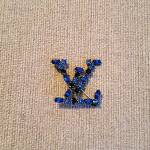 Louis Vuitton vintage blue rhinestones brooch